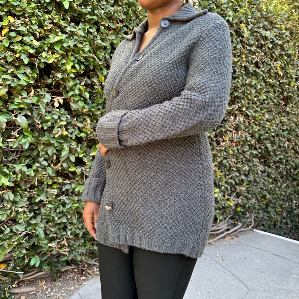 Karen Scott Charcoal Button-Up Cardigan